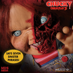 CHILD'S PLAY 3: Talking Pizza Face Chucky MDS Mega Scale 15-Inch Figure