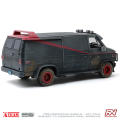 THE A-TEAM: 1983 GMC Vandura Black Weathered Version with Bullet Holes 1:18 Scale Diecast Model Car