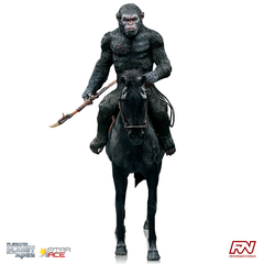 DAWN OF THE PLANET OF THE APES: Caesar with Spear on Horse Soft Vinyl Statue
